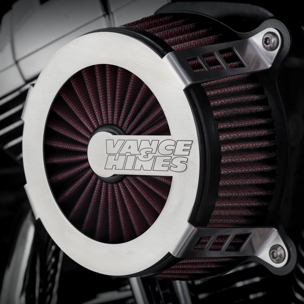 Filtro de Aire Vance & Hines VO2 Cage Fighter Brushed para Harley Davidson '08-'16 Touring / '09-'16 Tri Glide / '16-'17 Softail / '16-'17 Dyna Low Rider S