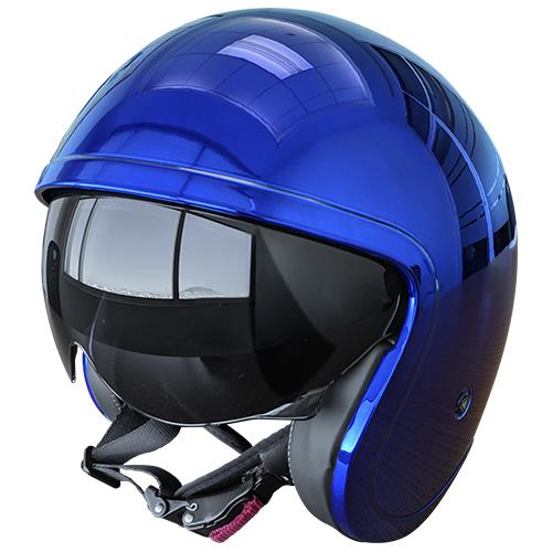 Casco Abierto LS2 Spitfire Solid Azul / Cromo OF599