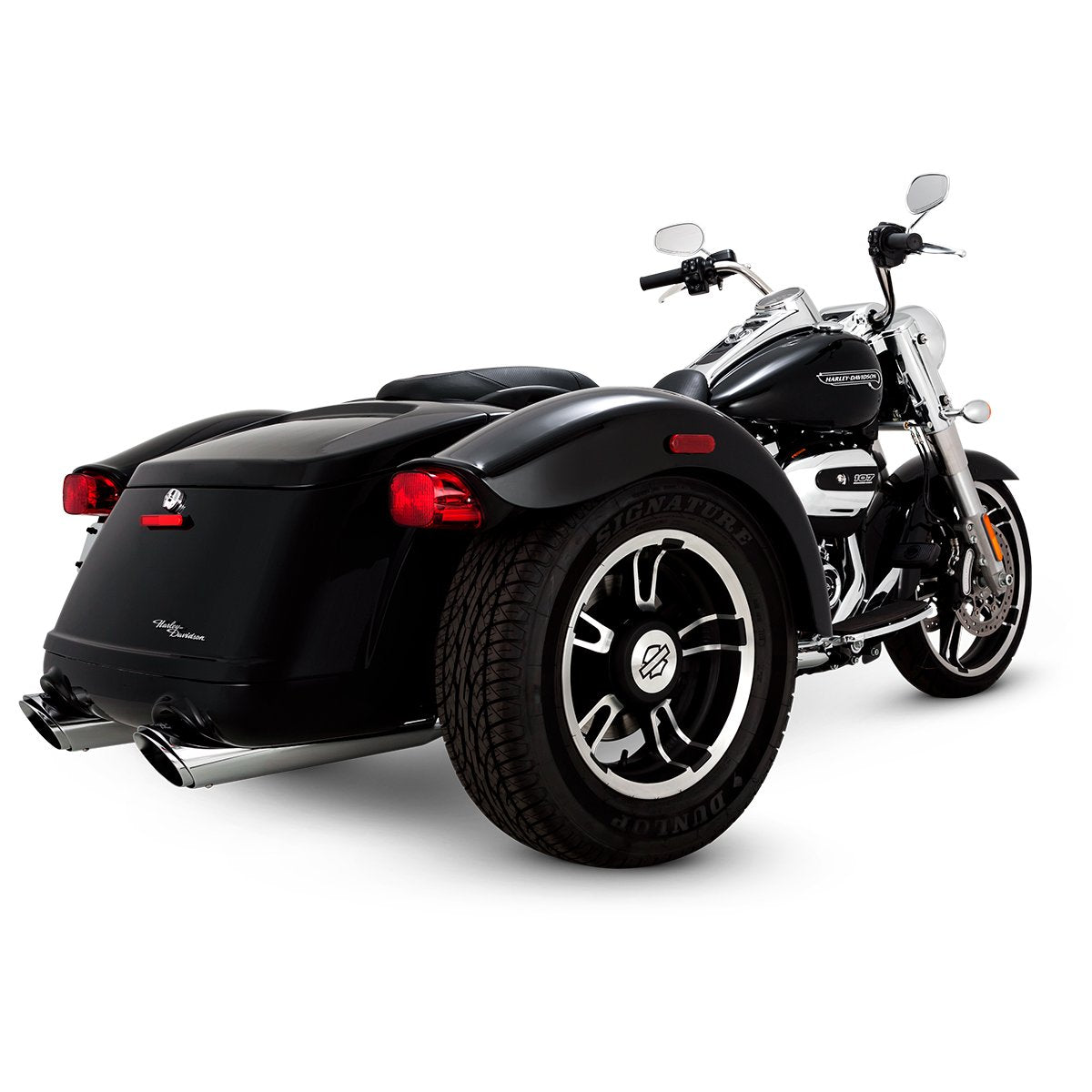 Escape Vance & Hines Twin Slash Round Slip Ons para Harley Davidson Freewheeler '17-'24 (Colas)