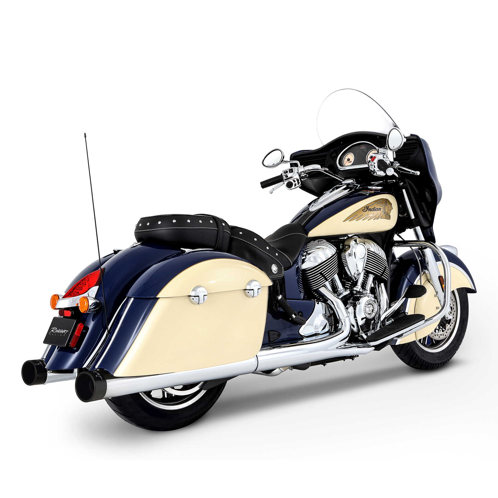 Escape Rinehart Racing 4″ Slip Ons Cromo para Indian Chief '14-'21 Dark Horse / Classic / Vintage (Colas)