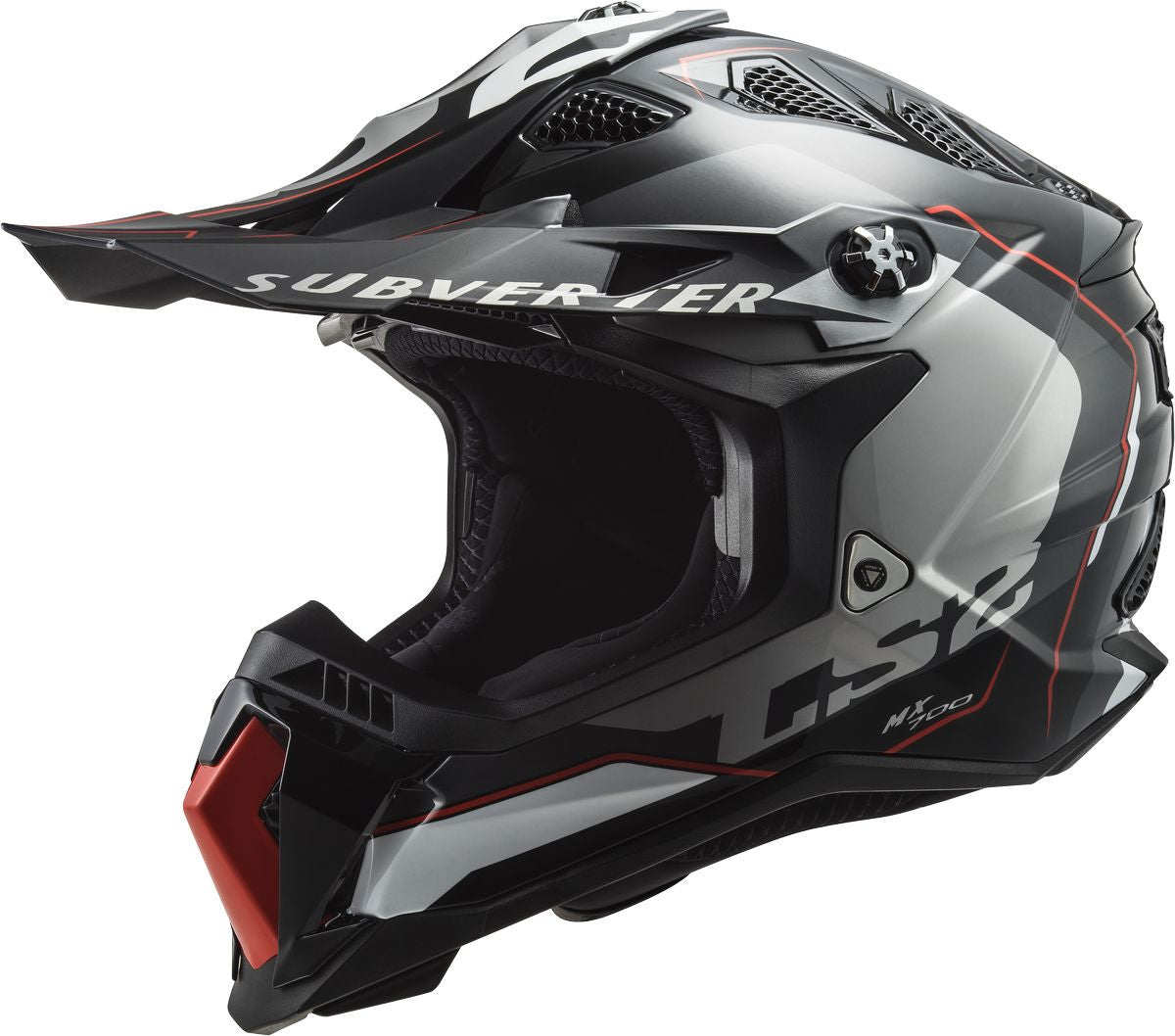 Casco Cross LS2 Subverter Arched Negro Plata Titan MX700