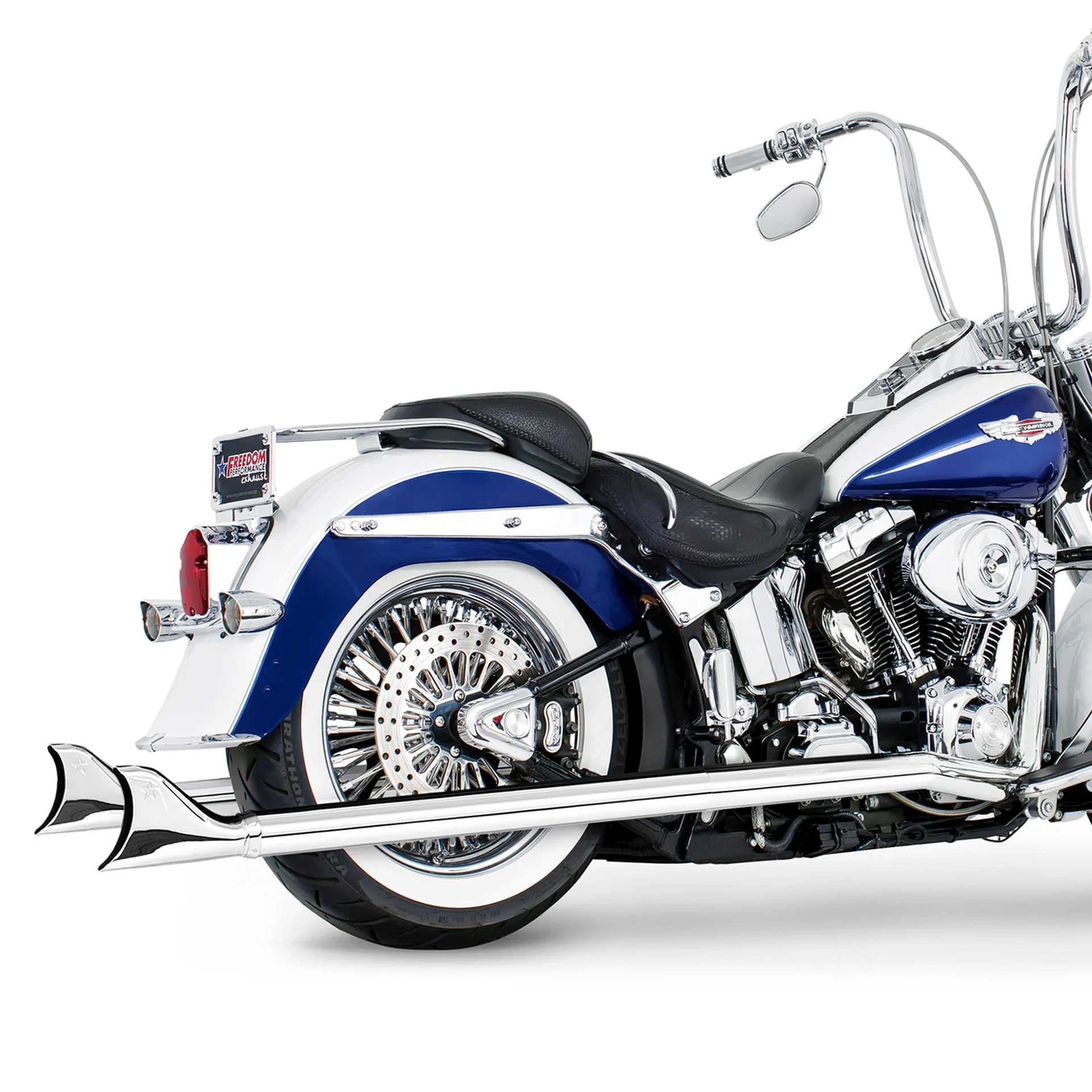 Escape Freedom Performance 2.5″ Classic Sharktail True Duals Cromo para Harley Davidson '97-'06 Softail (Sistema Completo)
