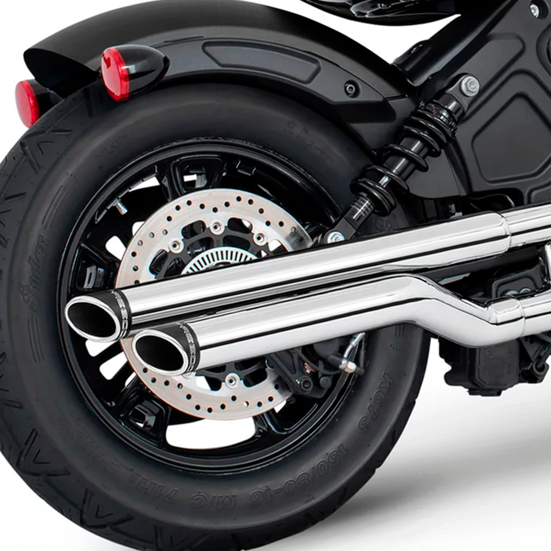 Escape Freedom Performance 2.5″ Slip Ons Slash Sculpted Cromo para Indian '14-'24 Scout / Rogue / Bobber / Sixty (Colas)