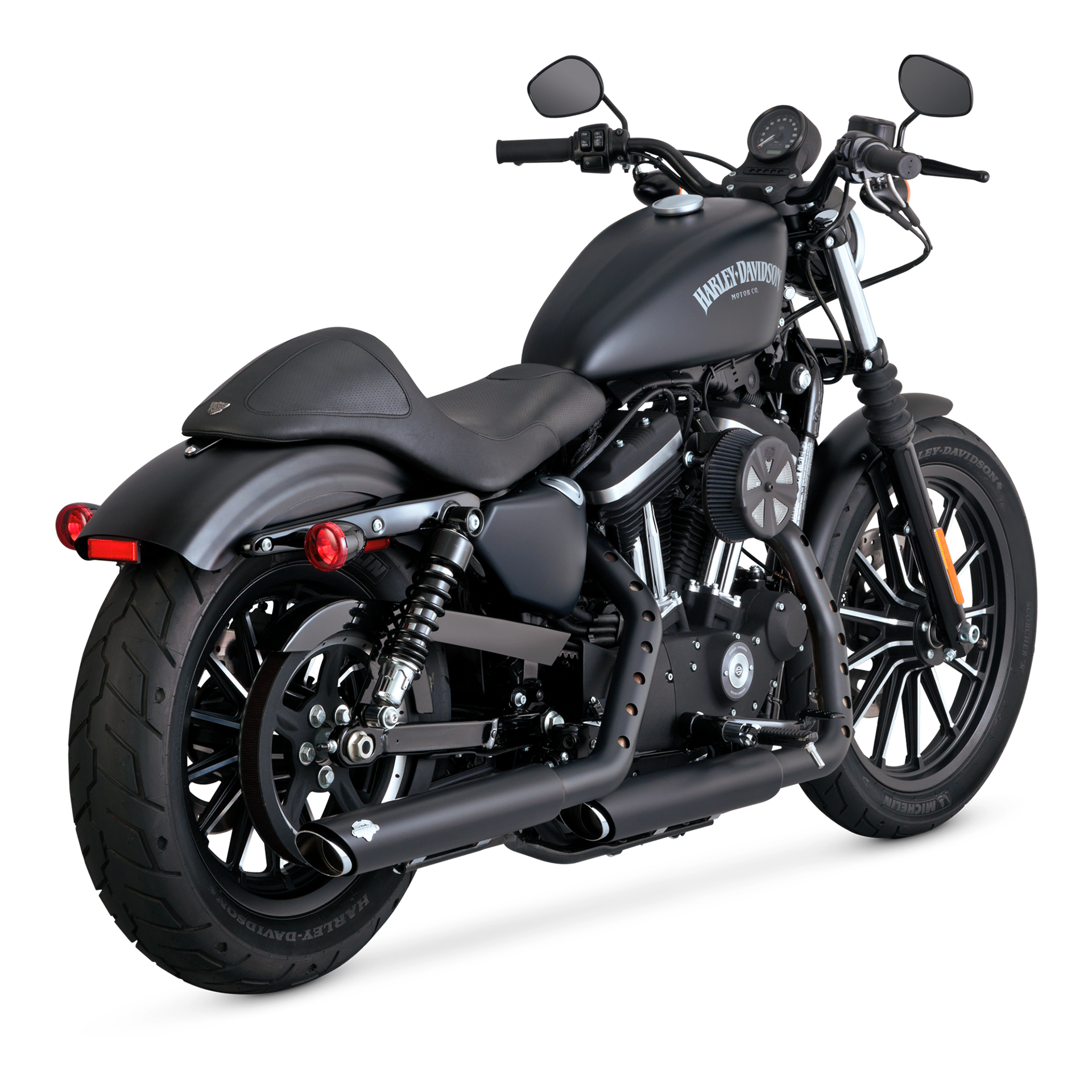 Escape Vance & Hines Twin Slash 3″ Slip Ons Negro para Harley Davidson '14-'22 Sportster (Colas)