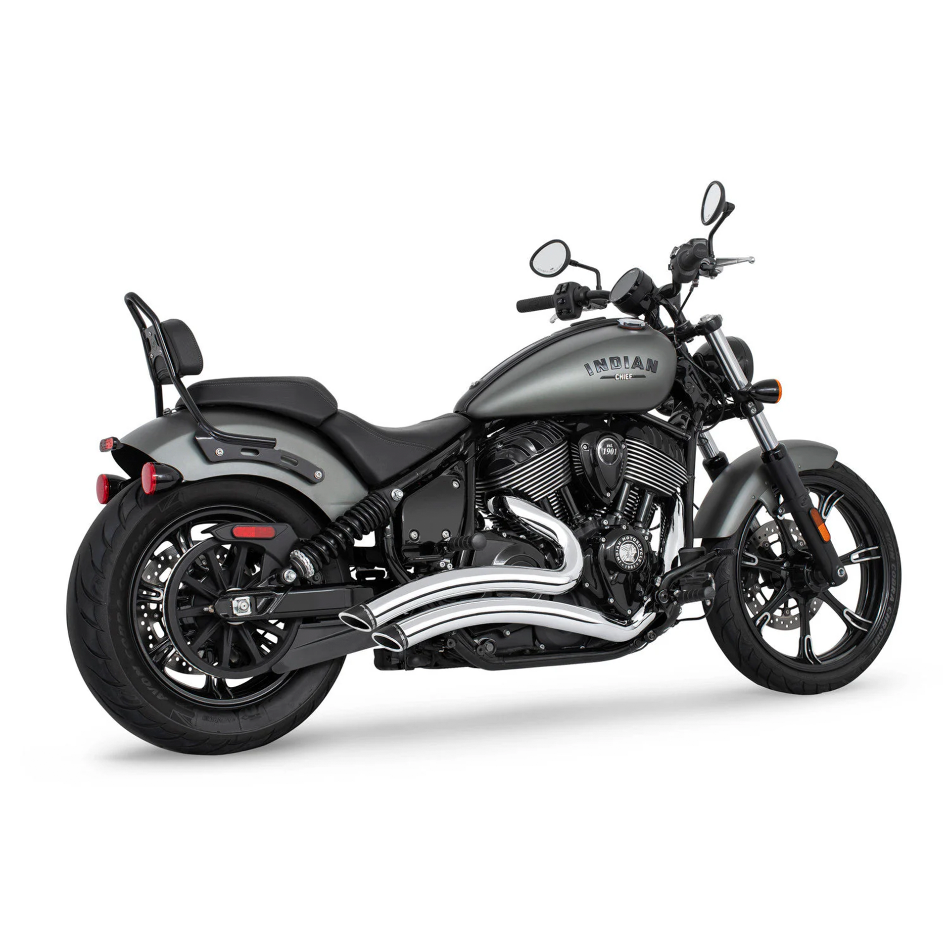 Escape Freedom Performance Sharp Curve Radius Cromo - Negro para Indian '21-'24 Chief / Sport / Bobber / Super (Sistema Completo)