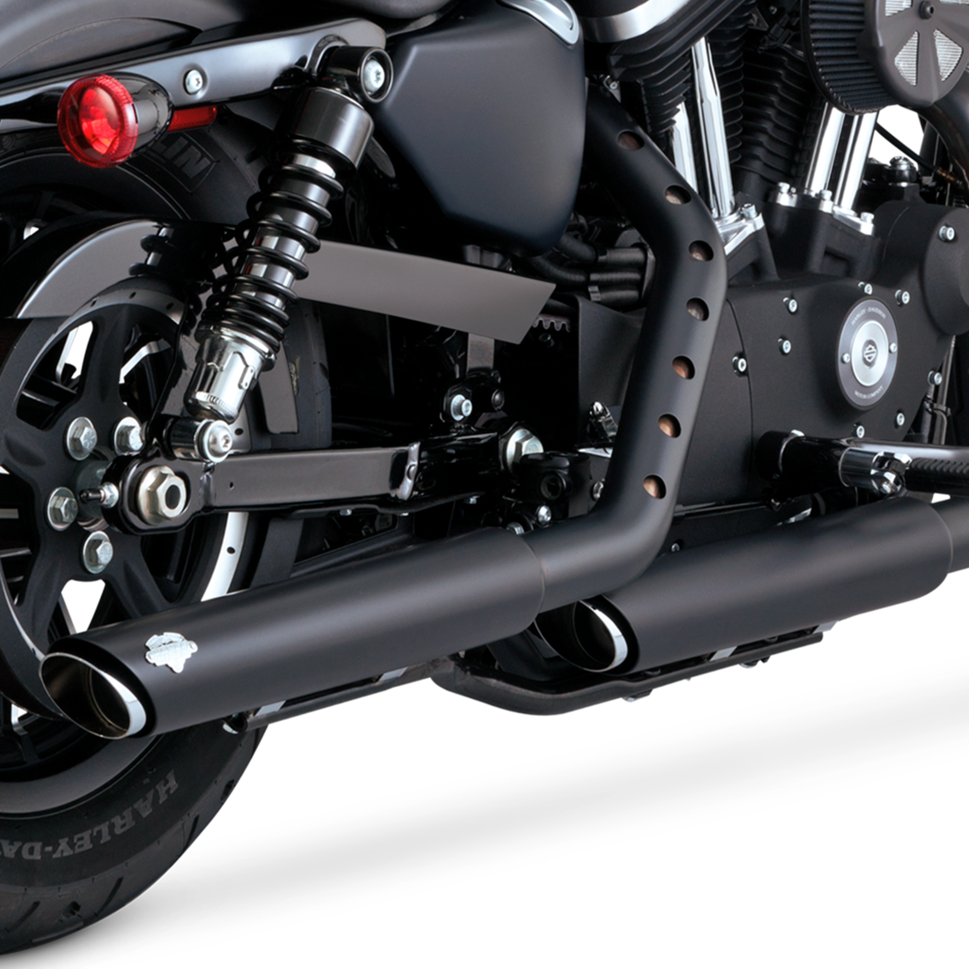 Escape Vance & Hines Twin Slash 3″ Slip Ons Negro para Harley Davidson '14-'22 Sportster (Colas)