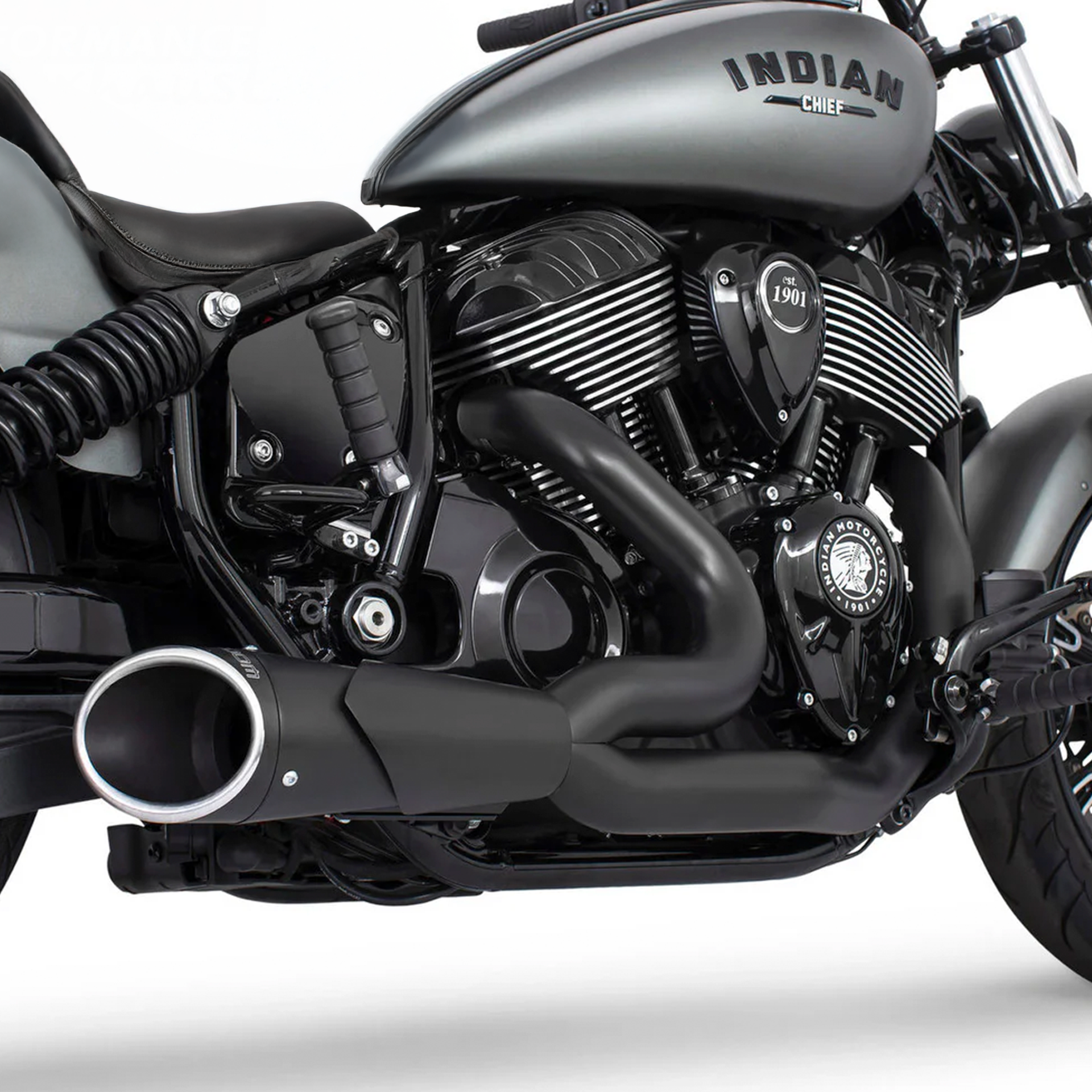 Escape Freedom Performance 4.5″ 2 Into 1 Shorty Negro para Indian '21-'24 Chief / Sport / Bobber / Super (Sistema Completo)