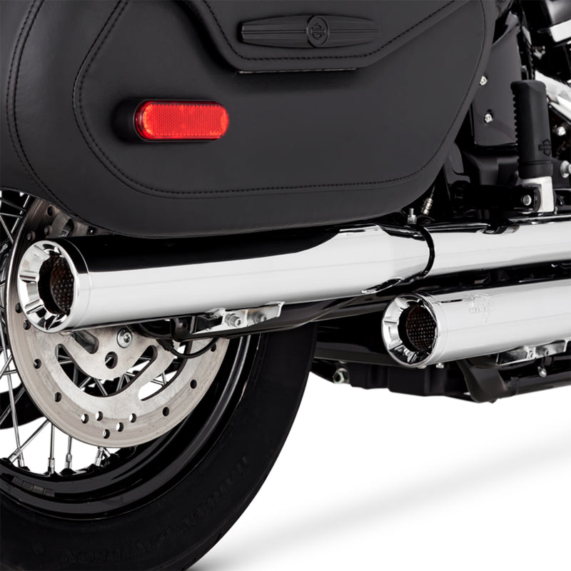 Escape Vance & Hines Eliminator 300 Slip Ons Cromo para Harley Davidson '18-'24 Softail Heritage Classic / Deluxe (Colas)