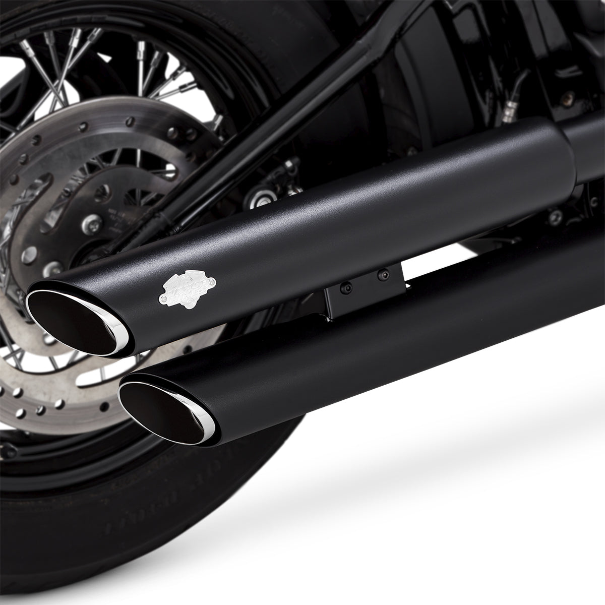 Escape Vance & Hines Twin Slash 3" Slip Ons Negro para Harley Davidson '18-'24 Softail Street Bob / Fat Boy (Colas)