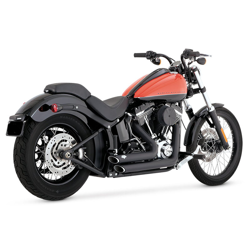 Escape Vance & Hines Shortshots Staggered Negro para Harley Davidson '12-'17 Softail Slim / Fat Boy / Deluxe / Convertible / Heritage Classic (Sistema Completo)