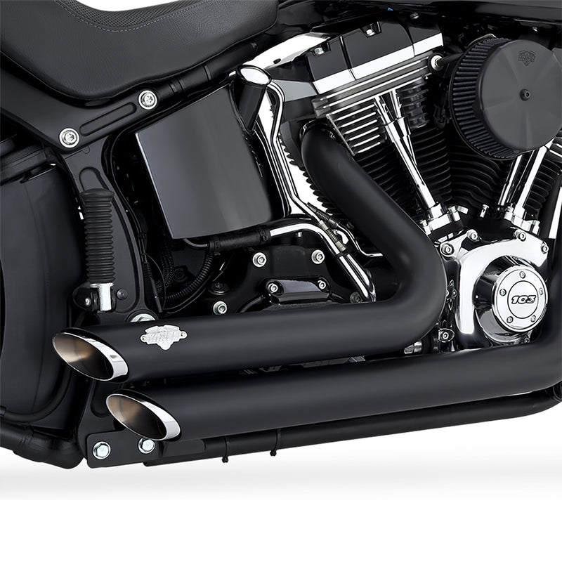 Escapes Vance & Hines Shortshots Staggered Black Para Motocicletas Harley Davidson '12-'17 Softail (Sistema Completo)