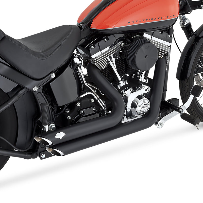 Escape Vance & Hines Shortshots Staggered Negro para Harley Davidson '12-'17 Softail Slim / Fat Boy / Deluxe / Convertible / Heritage Classic (Sistema Completo)