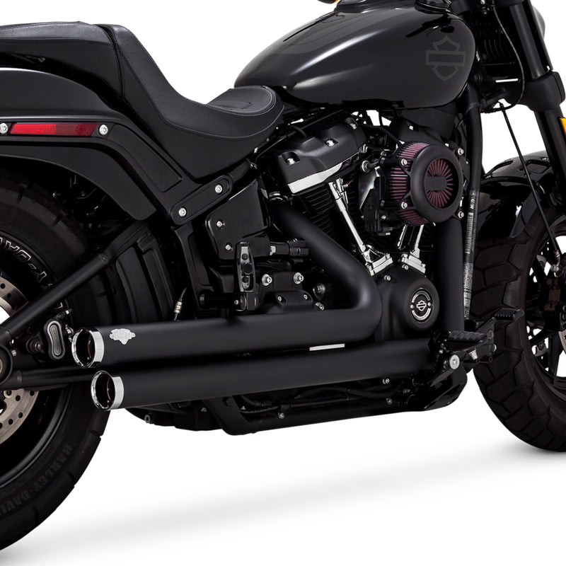 Escape Vance & Hines Big Shots Staggered Negro para Harley Davidson '18-'24 Softail Standard / Street Bob / Low Rider / Heritage Classic (Sistema Completo)