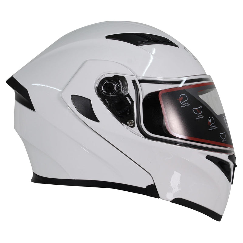 CASCO ABATIBLE R7 RACING UNSCARRED SOLID DOBLE MICA DOT BLANCO