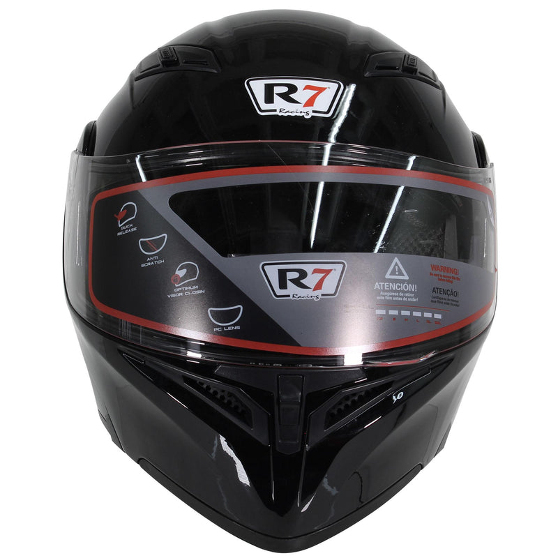CASCO ABATIBLE R7 RACING UNSCARRED SOLID DOBLE MICA DOT NEGRO