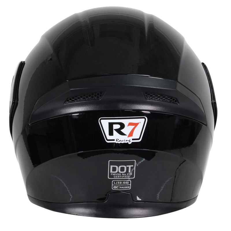 CASCO ABATIBLE R7 RACING UNSCARRED SOLID DOBLE MICA DOT NEGRO