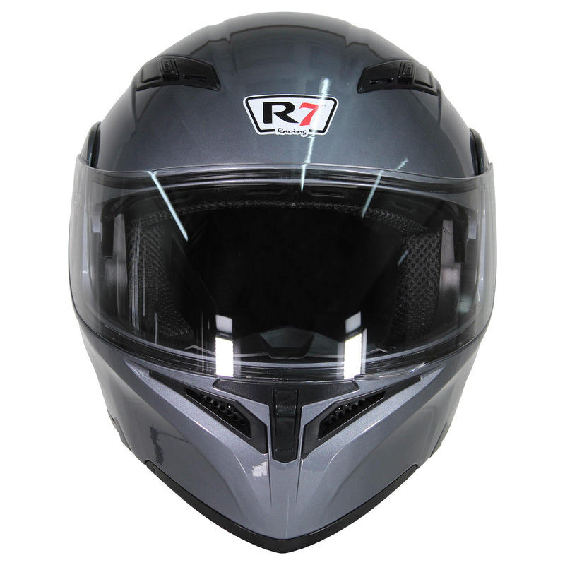 CASCO ABATIBLE R7 RACING UNSCARRED SOLID DOBLE MICA DOT GRIS