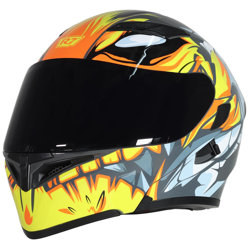 CASCO ABATIBLE R7 RACING UNSCARRED INFLAMES DOBLE MICA DOT AMA/BCO/GRS