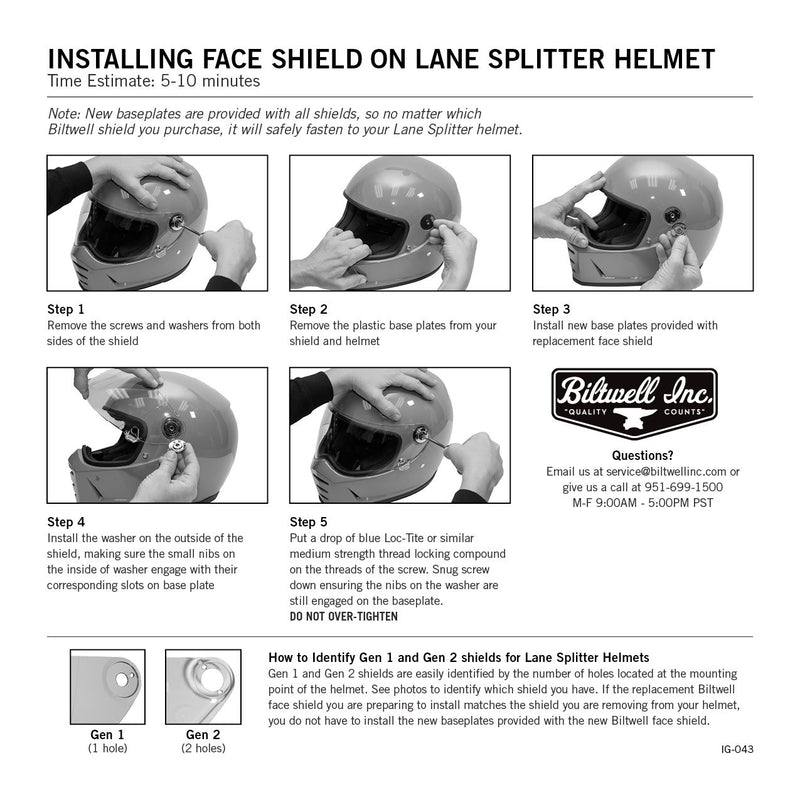 Biltwell Lane Splitter Gen 2 Shield - Chrome Mirror