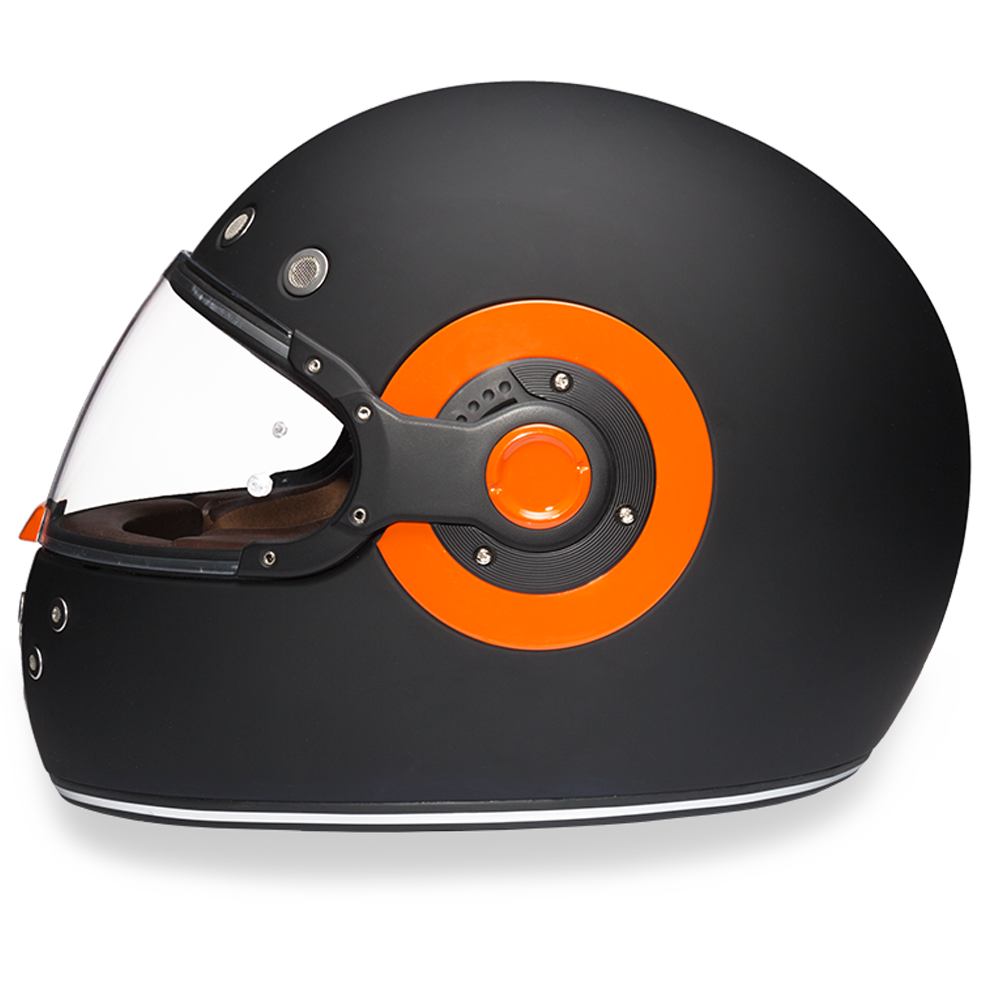 Casco Cerrado Integral Daytona Retro D.O.T. - Negro Mate / Naranja