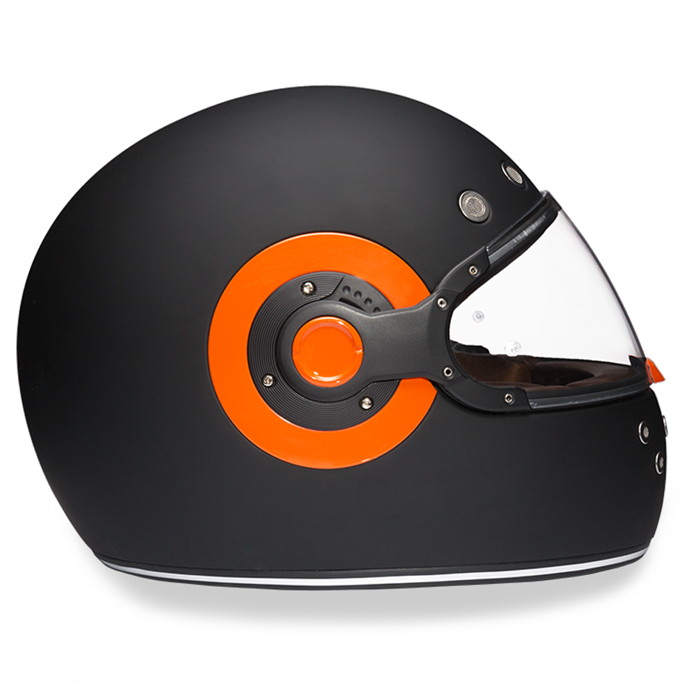 Casco Cerrado Integral Daytona Retro D.O.T. - Negro Mate / Naranja