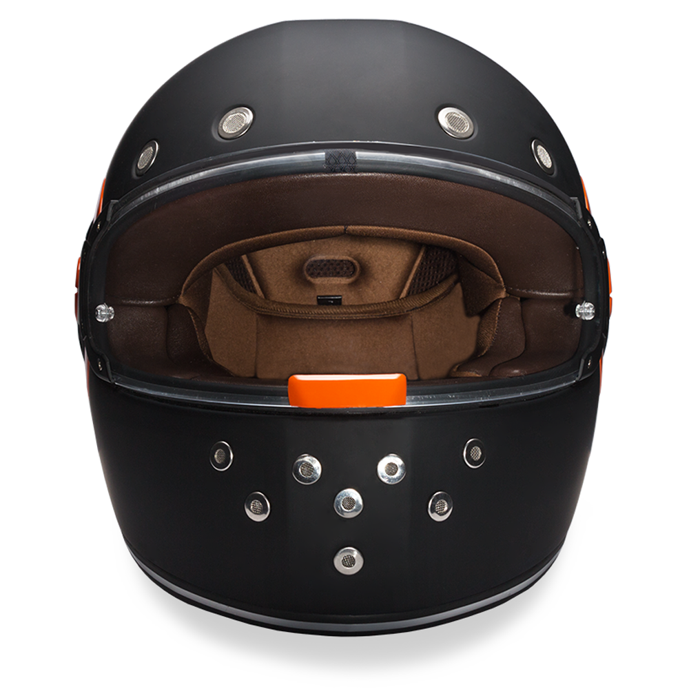 Casco Cerrado Integral Daytona Retro D.O.T. - Negro Mate / Naranja